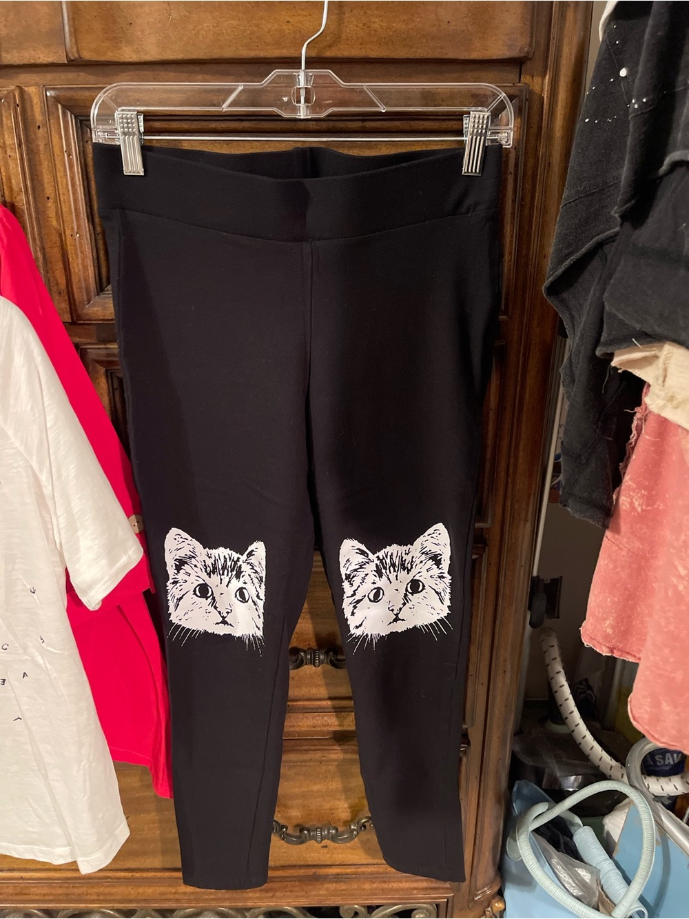 torrid Black Leggings with White Cat Knee Prints